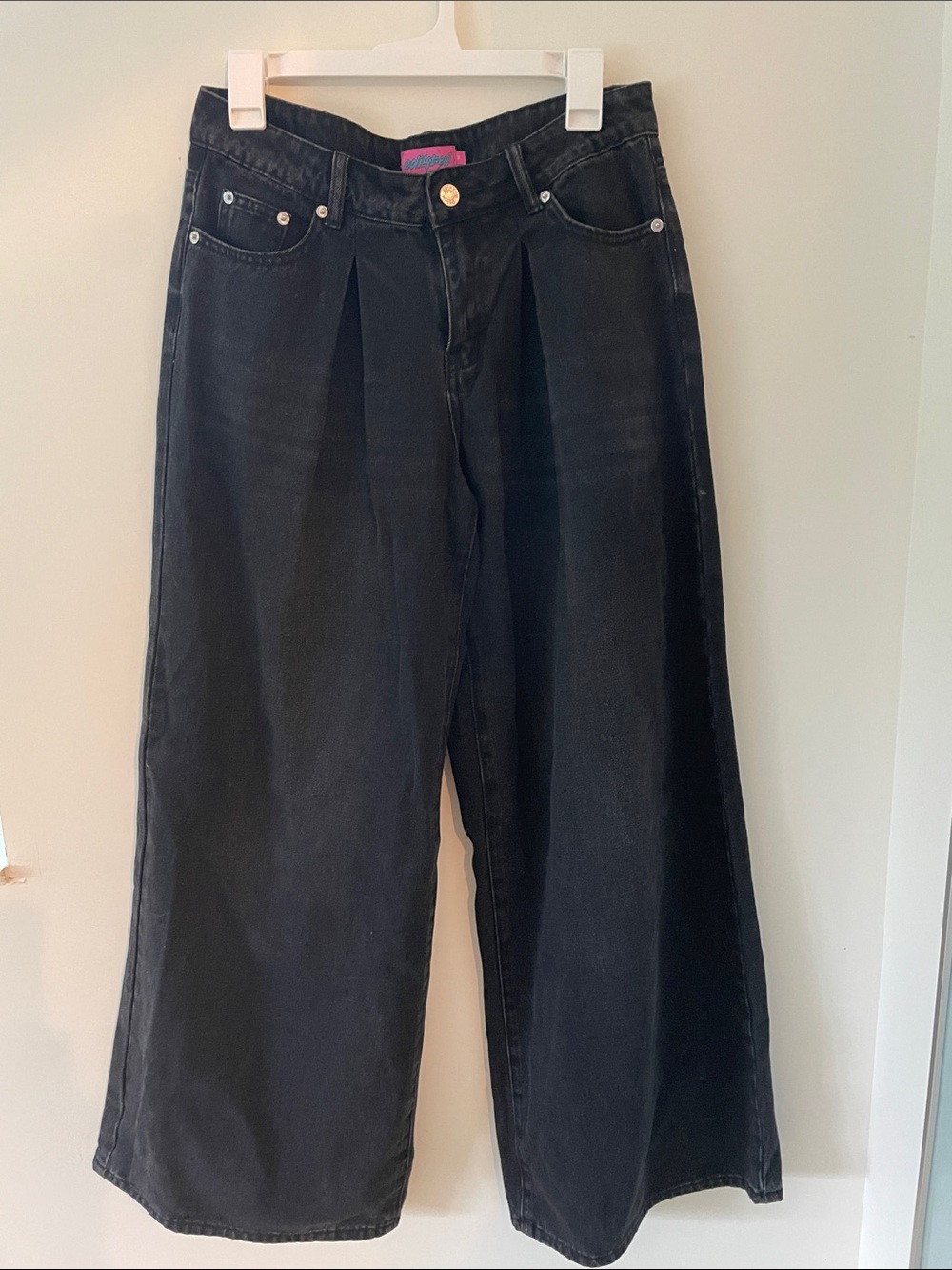 Wide-Leg Edikted Jeans in Black-Medium